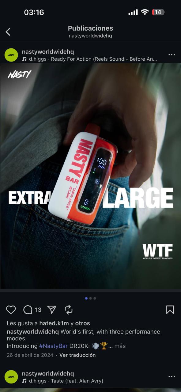 Nasty Bar 20K - Desechable